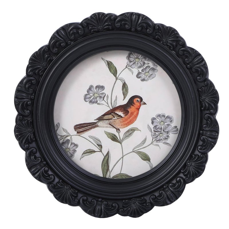 LIHOLO Vintage Picture Frames 4x4 Antique Frames Wallet Size Pictures Frames Black Picture Frames Round Frames Bird Picture Frames - Image 1