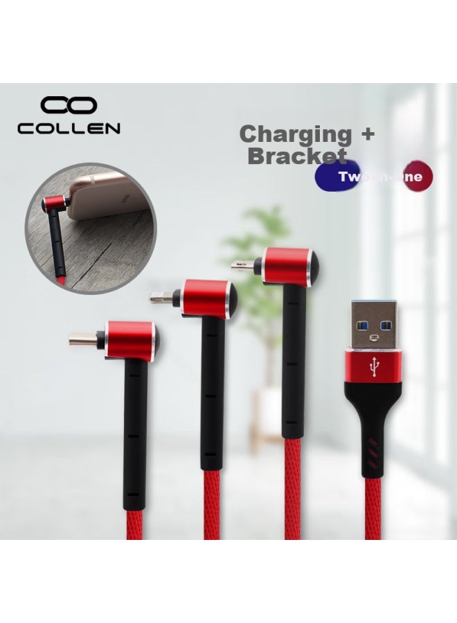 Collen Three-in, Fast Charging, Watch Shows, Angled Cable, Apple, Android, Usb-c, Type-c, Angled One-to Android, Huawei, Creative Stand Charging Cable - Image 1