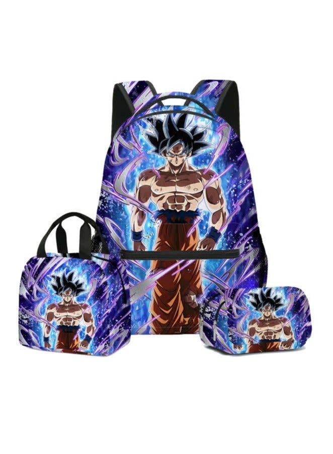 NIBEMINENT New Dragon Ball DragonBal three-piece set l schoolbag for elementary and middle school students, children's backpack backpack,D8 08 - Three-piece - Image 1
