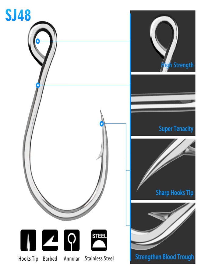 Proberos 20 PCS Fishing Hook High Carbon Steel Barbed Hook Extra Strong Hook for Saltwater Freshwater Fishing - Image 2