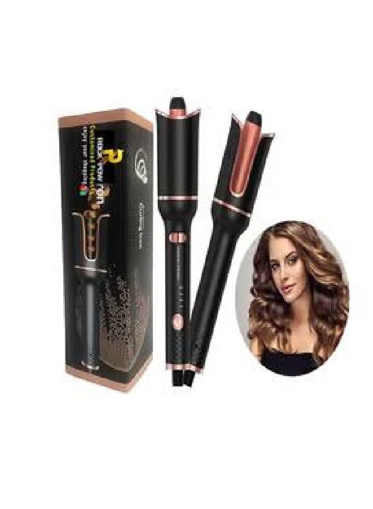 مكواة تجعيد الشعر الأوتوماتيكية للشعر الطويل باللون الأسود - Image 1