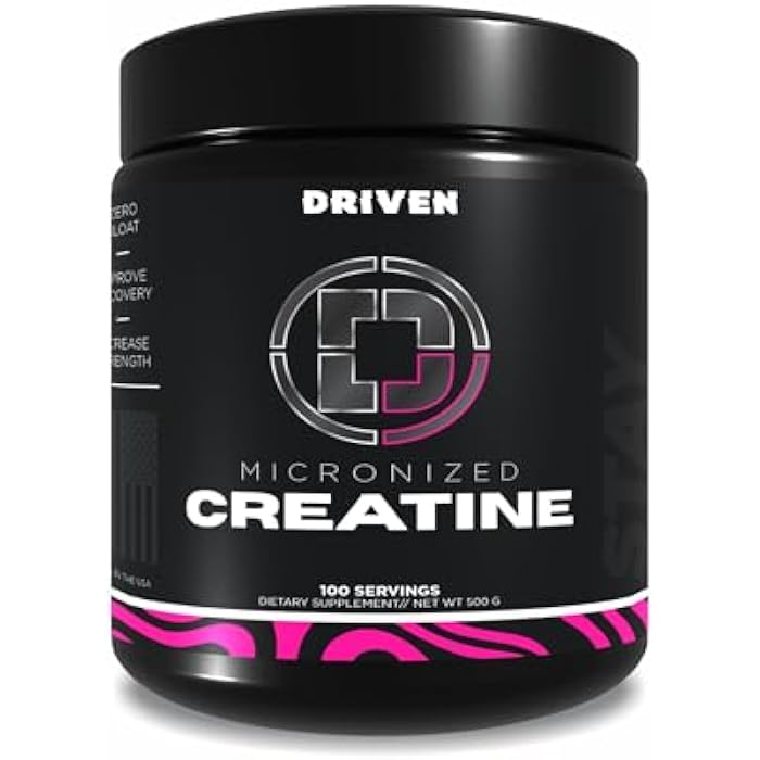 Driven Nutrition مسحوق كرياتين مونوهايدرات ميكرونيزيد من درايفن نيوترشن – 500 جرام | نقي، بدون نكهة، 5 جرام لكل حصة | مكمل لزيادة قوة العضلات، الطاقة، التحمل والتعافي - Image 1