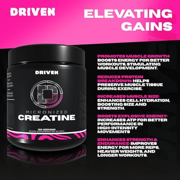Driven Nutrition مسحوق كرياتين مونوهايدرات ميكرونيزيد من درايفن نيوترشن – 500 جرام | نقي، بدون نكهة، 5 جرام لكل حصة | مكمل لزيادة قوة العضلات، الطاقة، التحمل والتعافي - Image 5