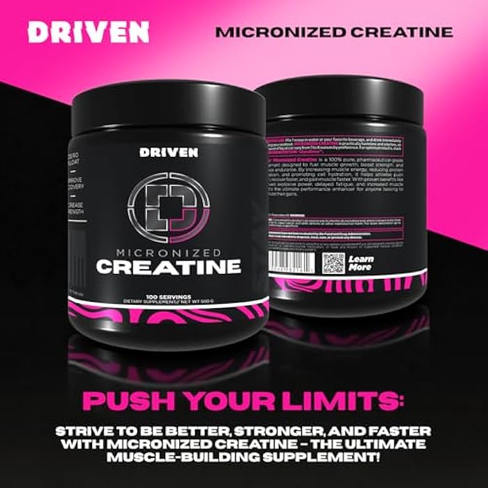 Driven Nutrition مسحوق كرياتين مونوهايدرات ميكرونيزيد من درايفن نيوترشن – 500 جرام | نقي، بدون نكهة، 5 جرام لكل حصة | مكمل لزيادة قوة العضلات، الطاقة، التحمل والتعافي - Image 2