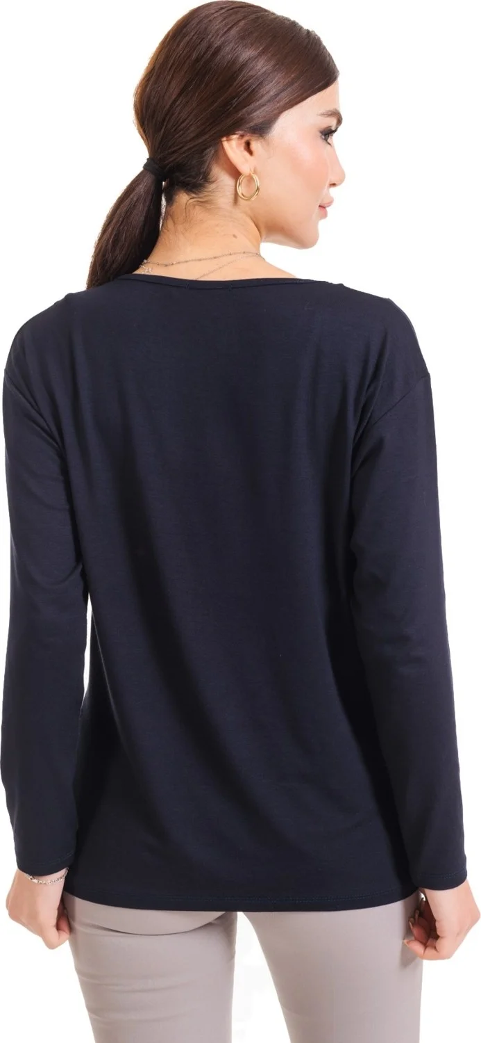 موتلو سيتي Happy City New Season 2023 Women Middle Age and Above Long Sleeve Plain Pattern Lycra Mother Combed Cotton Blouse 6370