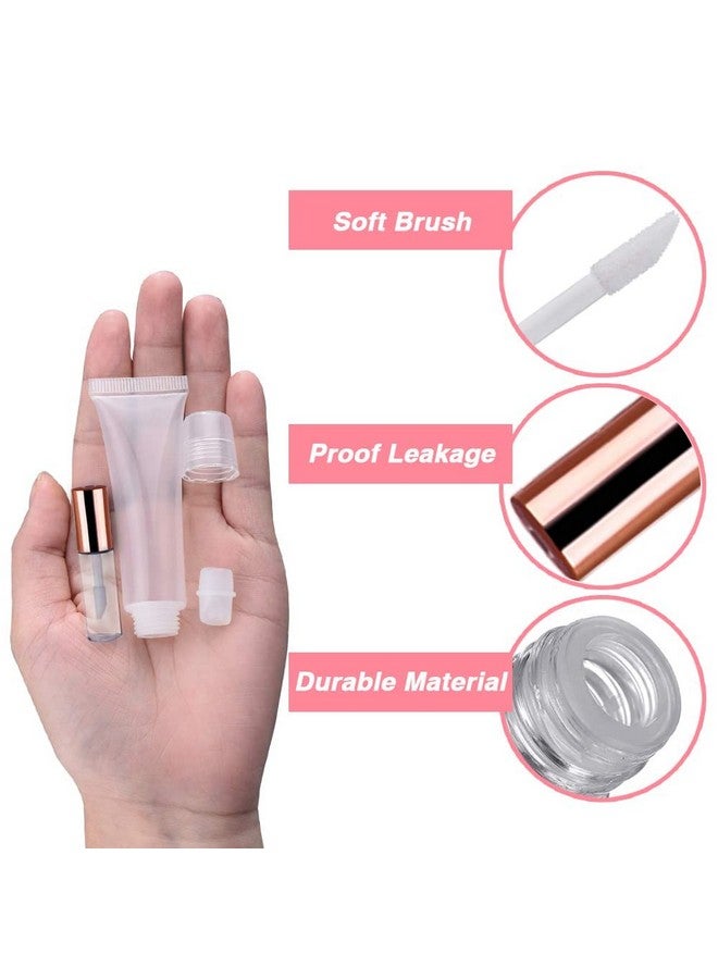 AMORIX 50PCS Mini Lip Gloss Tubes with Wand 1.2ml Empty Lip Gloss Containers Refillable Travel Lip Balm Bottles for Samples with 5ml Syringes DIY Lip Gloss Base + Tag Labels (Rose Gold) - Image 4