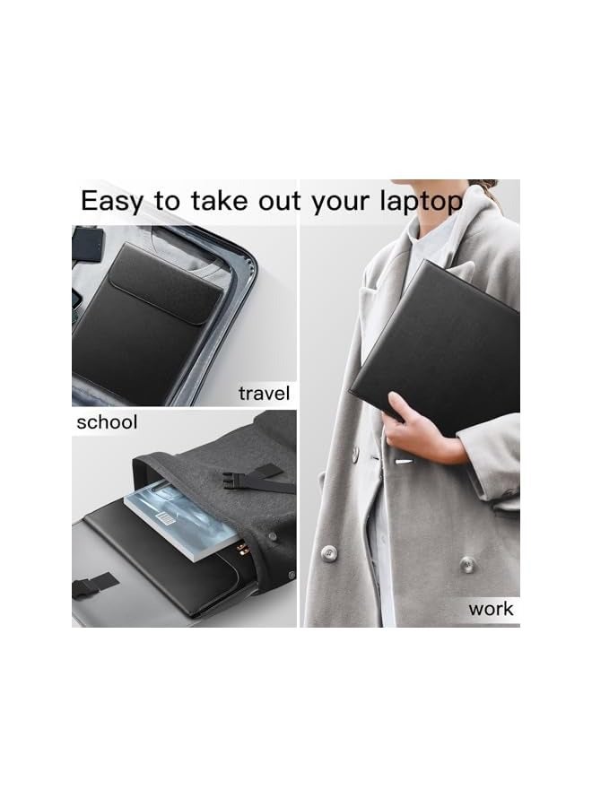 Jetech Slim Laptop Sleeve for MacBook Air 13-Inch M3 A3113 M2 A2681 M1 A2337 A2179 A1932, MacBook Pro 13-Inch M2 M1 A2338 A2251 A2289 A2159 A1989 A1706 A1708, PU Leather Case (Black) - Image 5