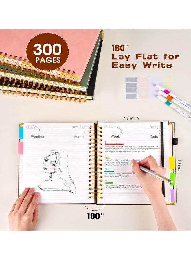 SUZZ B5 Hardcover Spiral Notebook journal with Removable Dividers Tabs, 300 Pages Leather 5 Subject Notebook College Ruled, 8"x10" Large Notebooks for Work School Note taking, Lined Journal for Men and Women, Black - Image 3