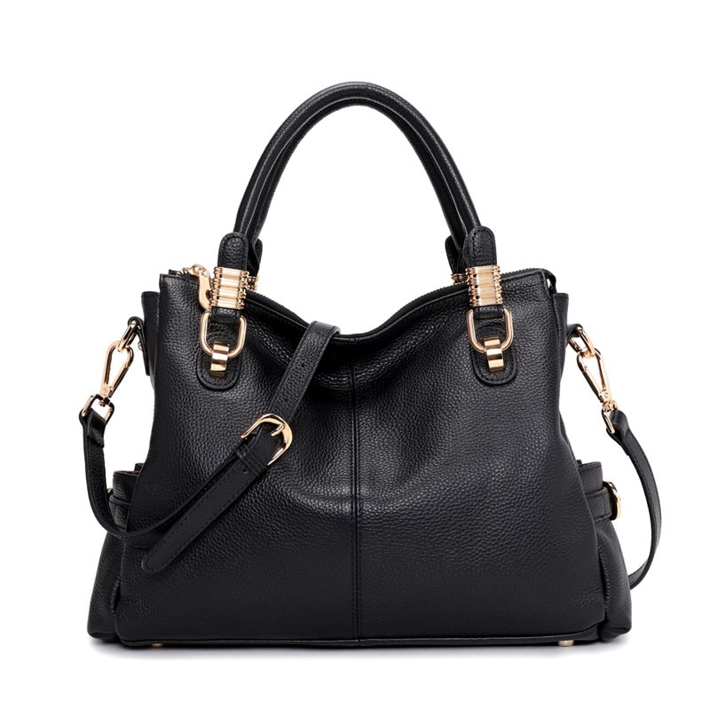 Kattee Kattee Women's Genuine Leather Purses and Handbags, Satchel Tote Shoulder Bag (Black) - Image 1