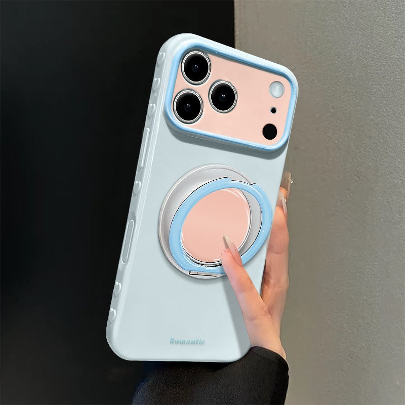 غطاء هاتف سيليكون بألوان دوبامين متضاربة مع حامل دوّار 360° ونافذة قلب - Image 3