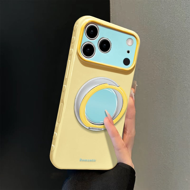 غطاء هاتف سيليكون بألوان دوبامين متضاربة مع حامل دوّار 360° ونافذة قلب - Image 2
