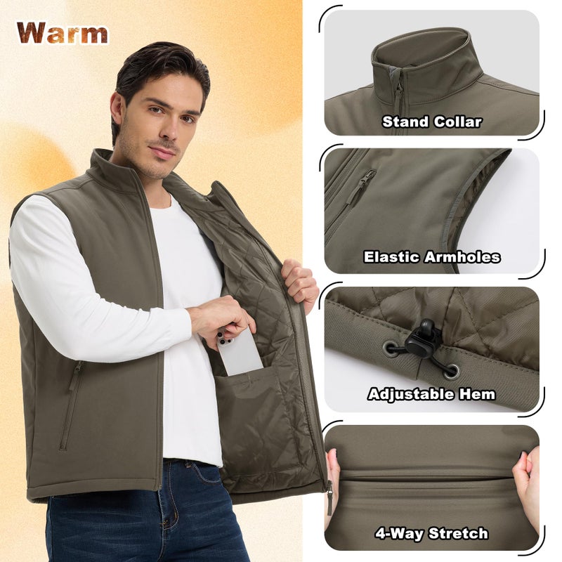 Outdoor Ventures Men's Casual Outerwear Vest Lightweight Winter Zip Up Sleeveless Jacket for Hiking Travel Golf Running - Image 3