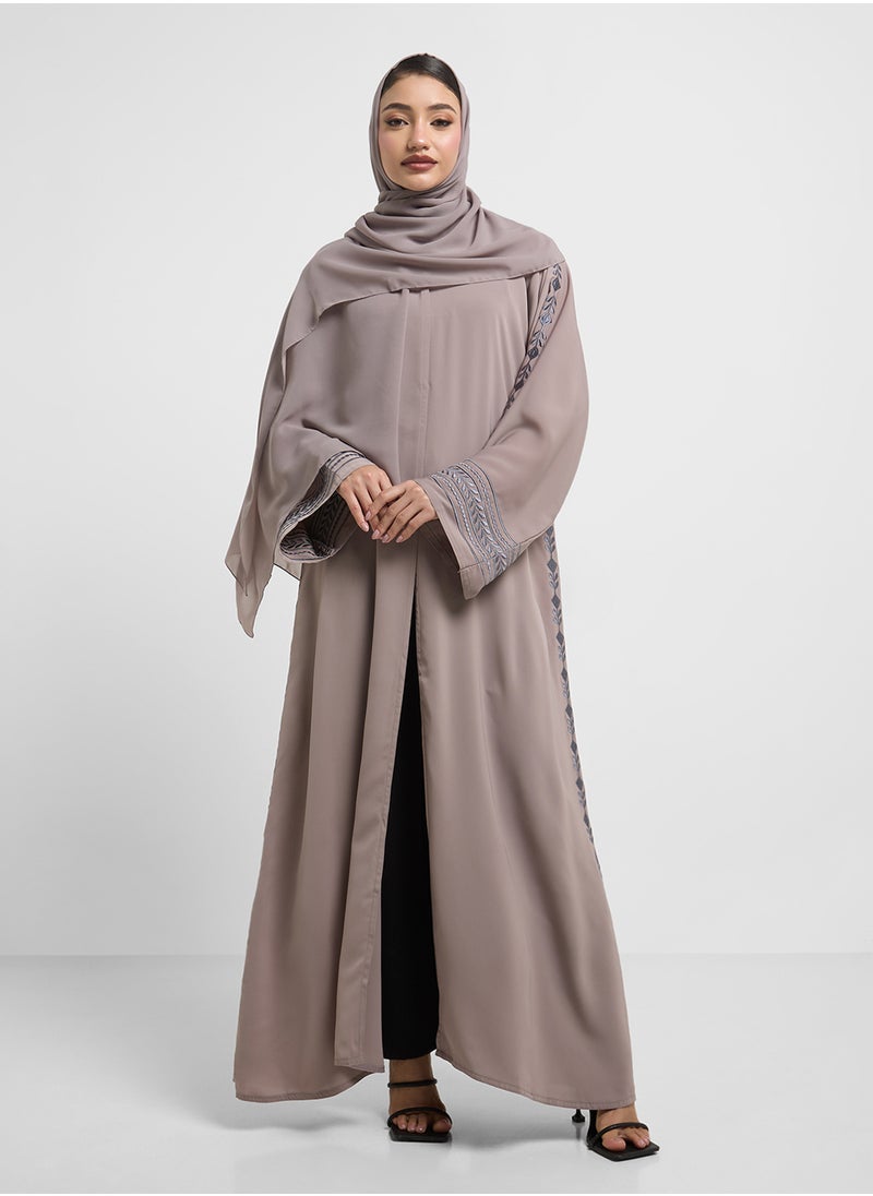 hayas closet Floral Embroidery Wide Sleeve Abaya  - Image 1