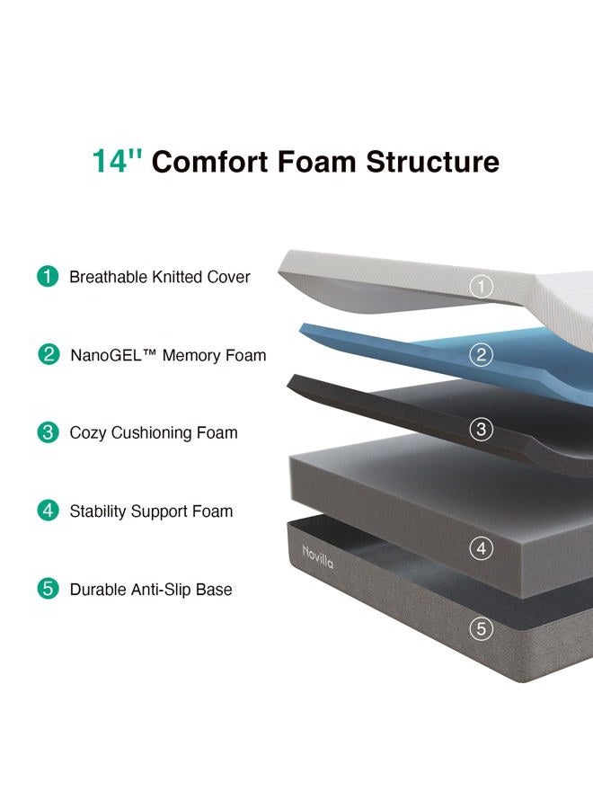 Novilla Mattress Full Size, 14 Inch Gel Memory Foam Mattress Full for Suppotive, Pressure Relieving & Plush Comfort, Full Size Mattress in a Box, Bliss - Image 3