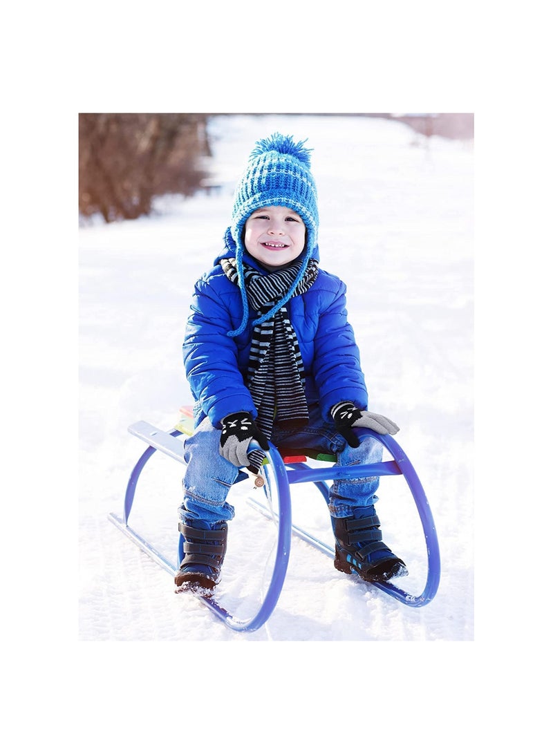 2 Pairs Kids Winter Gloves Warm Knitted Soft Thermal Full Finger Stretch Gloves for Outdoor School Daily Wear for Ages 3-8 (Black and Pink) - Image 5