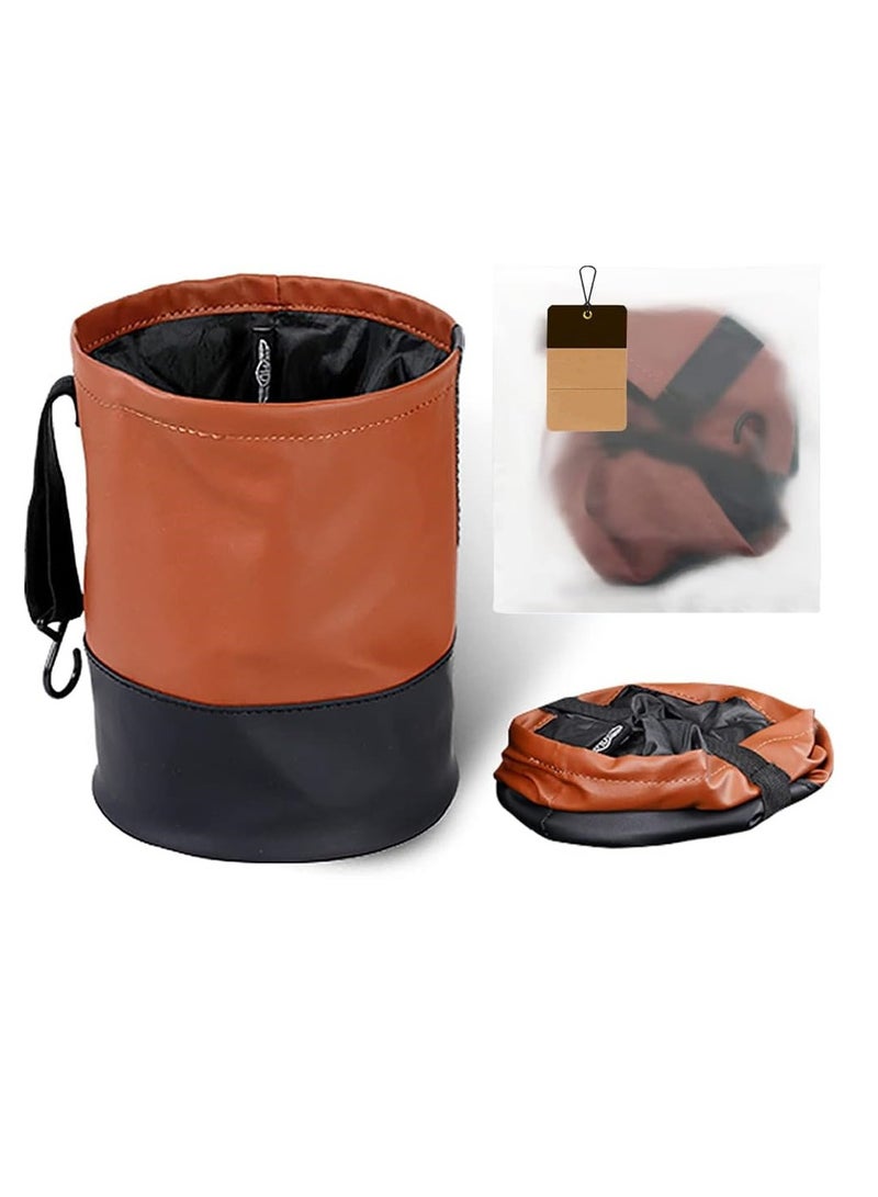 SYOSI Collapsible Car Bin, Universal Traveling Portable Car Bin Storage, Tidy Water Resistant Leather Pop up Car Bin Storage, Hook Hanging Car Bin for Front, Back of Car, 1 Pcs - Image 1