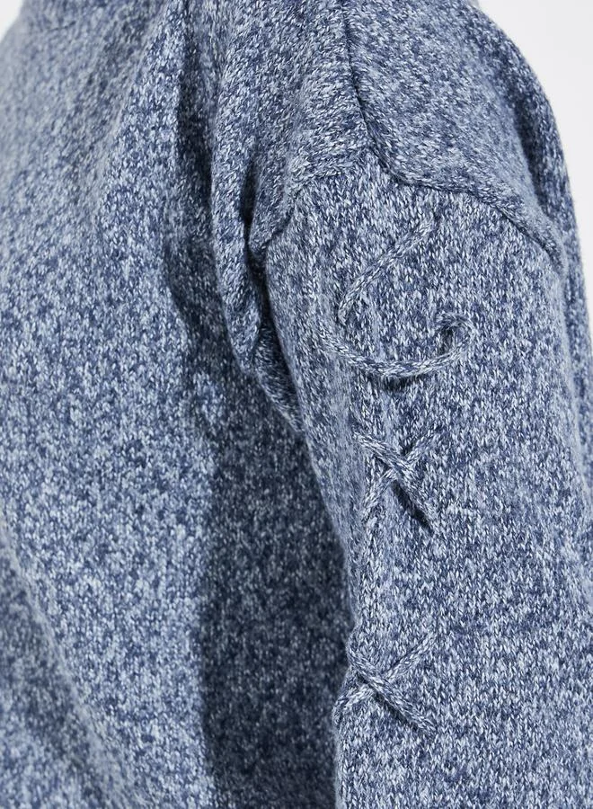 Take Two Basic Round Neck Sweater with Sleeve Tie Detail