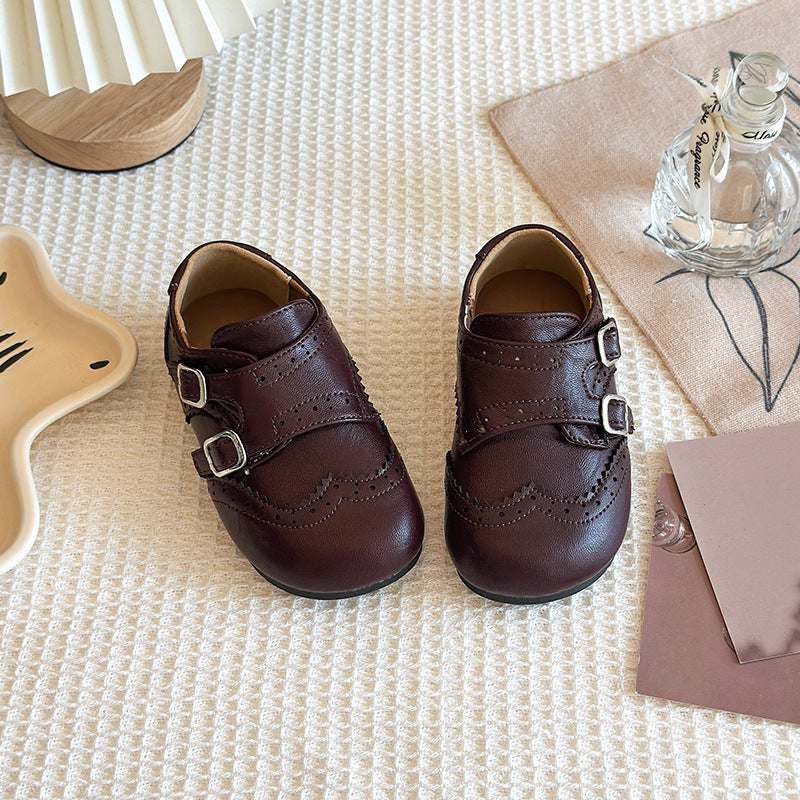 Girls'' Leather Shoes, Spring and Autumn Children''s Loafers, Little Girl Shoes, British Style Single Shoes, Girls'' Shoes, Black Performance Shoes - Image 1