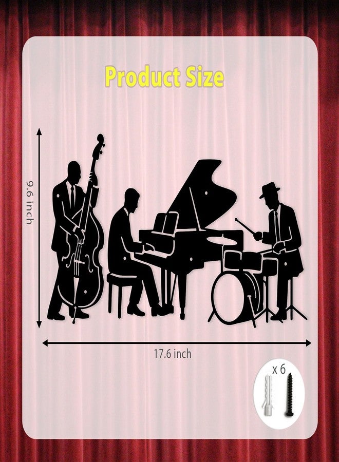 Chordwave Music Wall Art – Vintage Jazz Trio Metal Wall Sculpture, Speakeasy Decor for Living Room & Bedroom, Perfect Jazz Club & Music Room Wall Decor - Image 2