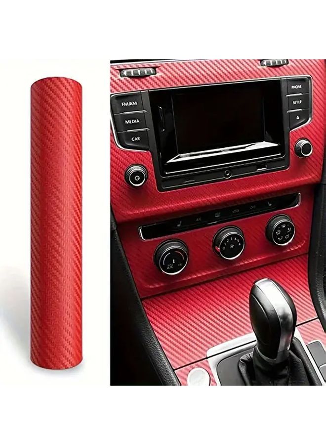 3D Carbon Fiber Vinyl Car Wrap Sticker Roll Black Red 127x30cm DIY Decal Film - Image 2