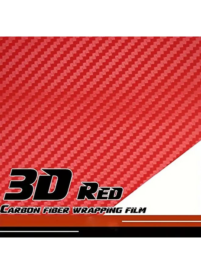3D Carbon Fiber Vinyl Car Wrap Sticker Roll Black Red 127x30cm DIY Decal Film - Image 4