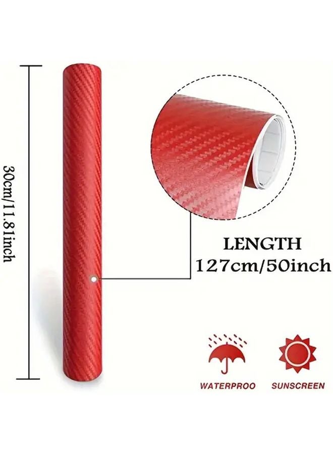 3D Carbon Fiber Vinyl Car Wrap Sticker Roll Black Red 127x30cm DIY Decal Film - Image 3