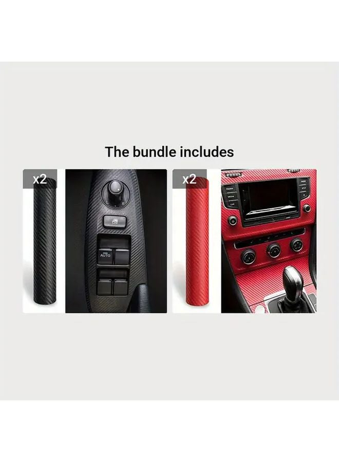 3D Carbon Fiber Vinyl Car Wrap Sticker Roll Black Red 127x30cm DIY Decal Film - Image 1