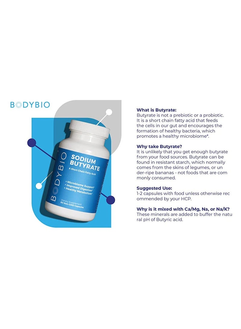 BodyBio صوديوم بيوتيرات 60 كبسولة - بودي بايو - Image 4