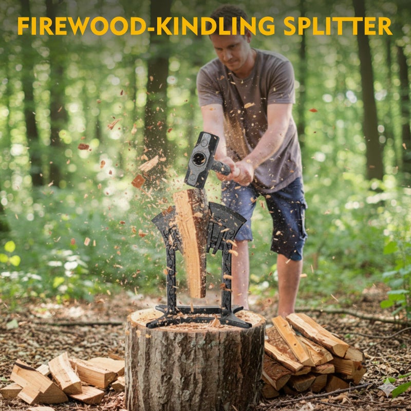 BAYQISI Kindling Splitter for Wood,One-Piece Molding Cast Iron Log Splitter,Manual Wood Splitter with 3 Lbs Sledge Hammer,Firewood Splitter Toolï¼ˆMedium-Sizedï¼‰ - Image 3