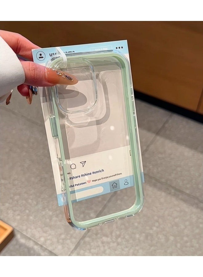 Clear Case for iPhone 16 – Shockproof Soft TPU Bumper Frame with Flexible Transparent Back, Crystle Pastel, Customizable with Kawaii Dachshund Epoxy Resin Stickers (Matcha Green & Dachshund Epoxy Resin Stickers) - Image 4