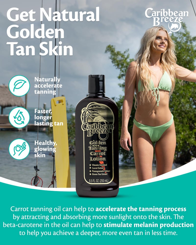 Caribbean Breeze Ultimate Carrot Tanning Oil Outdoor, Tanning Oil Spray with Coconut Oil, Aloe Extracts, Rich in Anti-Oxidants, Moisturizes the Skin and Anti-Aging Properties, 8.5 oz (250 ml) - Image 1