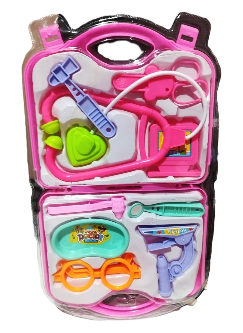 Generic Kids Doctor Play Set – Pink Medical Kit Toy for Girls – Includes Stethoscope, Syringe, Glasses & More – Pretend Play Doctor Bag for Ages 3+ - Image 2