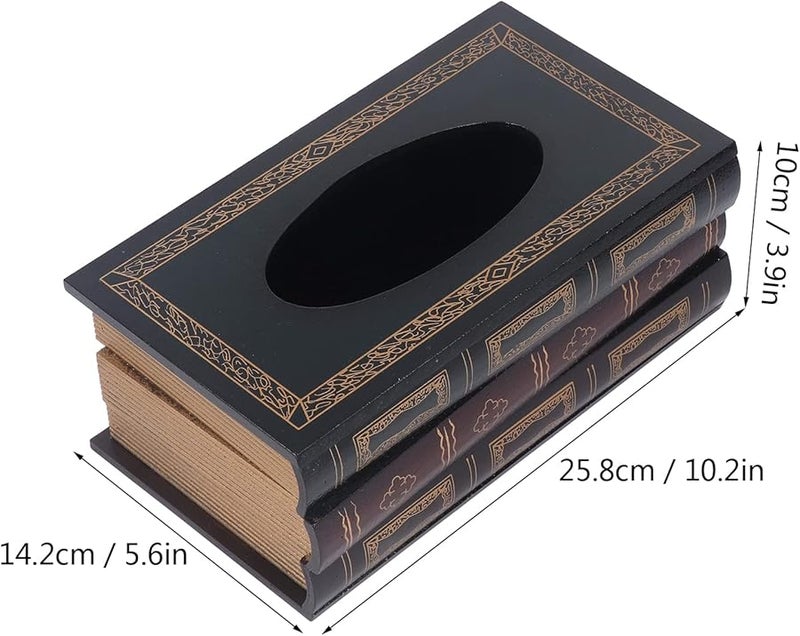 حامل علبة المناديل المصنوع من الخشب المضغوط المطلي على شكل كتاب مستطيل لتزيين المنزل ومكتب طاولة القهوة - Image 3