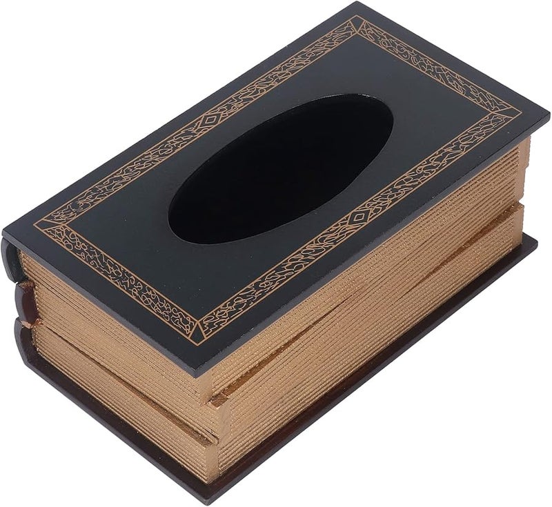 حامل علبة المناديل المصنوع من الخشب المضغوط المطلي على شكل كتاب مستطيل لتزيين المنزل ومكتب طاولة القهوة - Image 5
