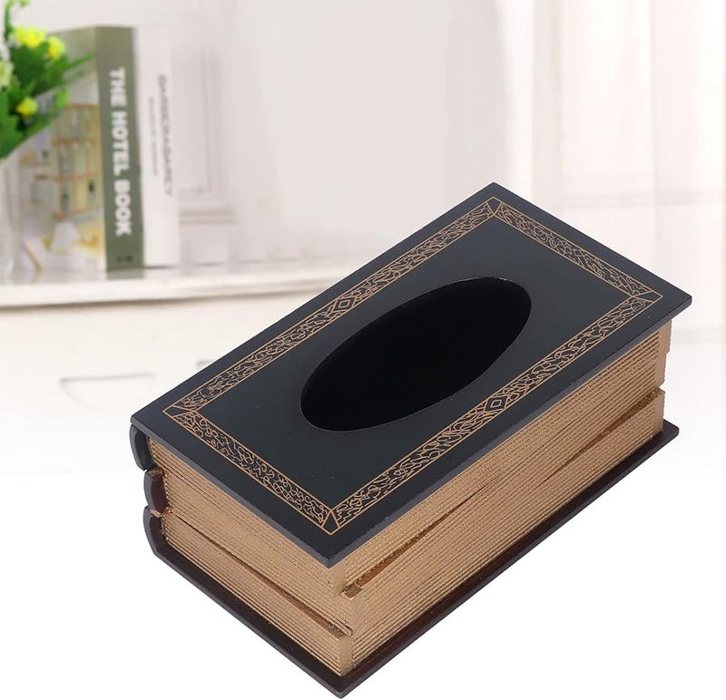 حامل علبة المناديل المصنوع من الخشب المضغوط المطلي على شكل كتاب مستطيل لتزيين المنزل ومكتب طاولة القهوة - Image 4