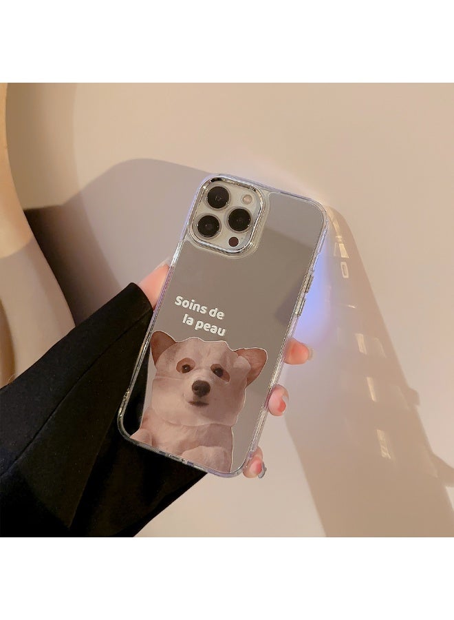 NIBEMINENT Puppy Using A Facial Mask Protective TPU Case Cover For iPhone 15 Plus, Electroplated Mirror Finish - Image 1