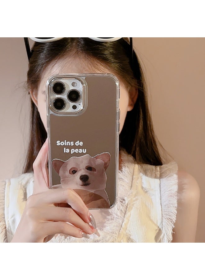 NIBEMINENT Puppy Using A Facial Mask Protective TPU Case Cover For iPhone 15 Plus, Electroplated Mirror Finish - Image 2