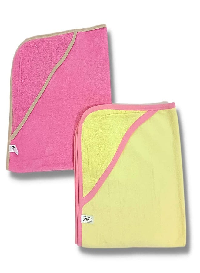TuddyBuddy 100% Cotton Hooded Terry Towel for Babies/Super Soft Bath Towel for 0 Months - 2 Years Baby - Ideal for Newborn Babies - (Pack of 2 - Light Pink & Yellow) - Image 4