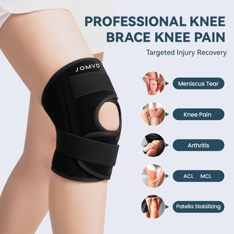JOMVD Knee Brace for Knee Pain Relief, Adjustable Knee Support with Side Stabilizers for Meniscus Tear, Arthritis, ACL, PCL, MCL, Joint Pain Recovery, Women & Men,Medium - Image 2