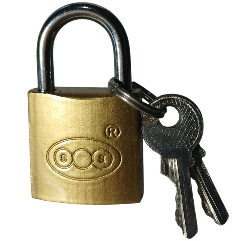 20mm Gold Metal Travel Security Padlock, with 2 Keys, for Suitcases and Suitcases - Image 2
