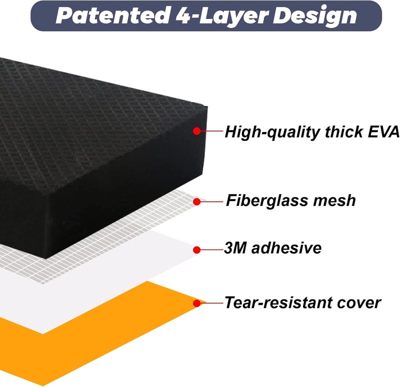 GameXcel حامي جدار المرآب واقي أبواب السيارات حراس المرآب واقيات EVA فوم سميك مقاوم للماء ذاتي اللصق وسادة جدار المرآب لأبواب السيارات مضادة للاصطدام 4 عبوات سوداء - Image 3