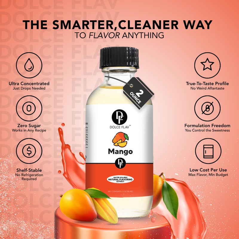 Dolce Foglia Mango Extract - 2 Ounce Water-Soluble Multipurpose Flavoring Ideal for Baked Goods, Beverages, Coffee, Desserts & Ice Cream - Mango Essence Perfect for Weight Management - Image 3