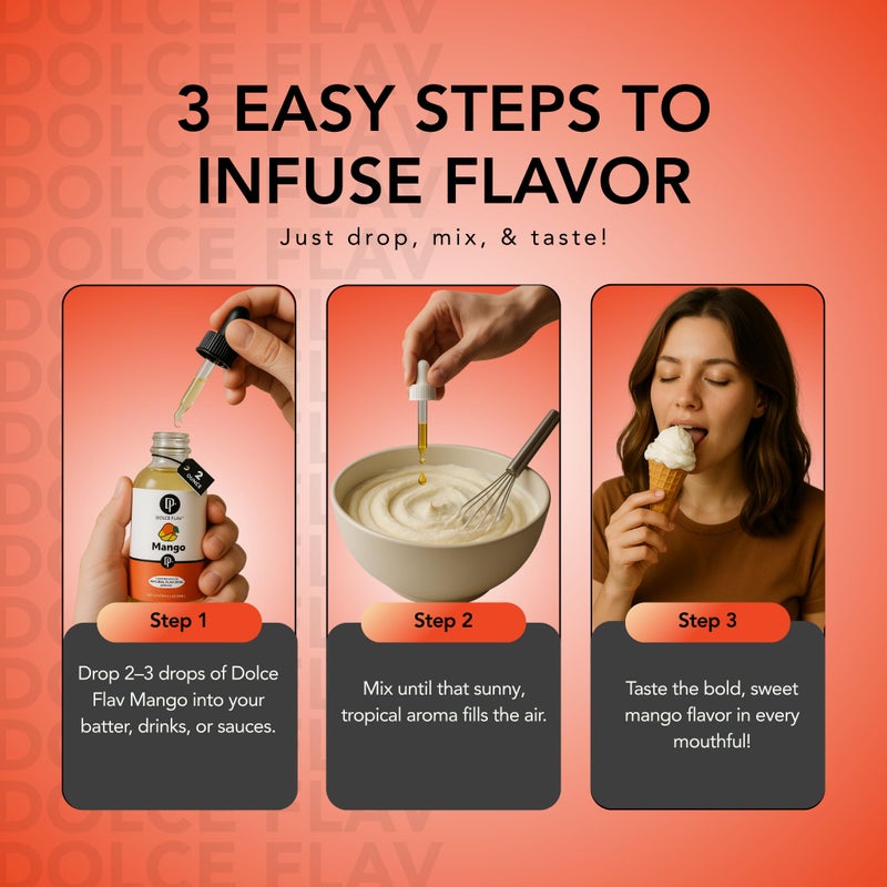 Dolce Foglia Mango Extract - 2 Ounce Water-Soluble Multipurpose Flavoring Ideal for Baked Goods, Beverages, Coffee, Desserts & Ice Cream - Mango Essence Perfect for Weight Management - Image 5