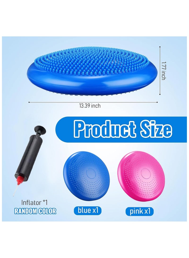 Soofam 2 Pcs Inflated Wobble Cushion，Inflated Air Stability Wobble Cushion with Hand Pump，Core Balance Disc for Adults Kids ，Sensory Wiggle Seat，Exercise Sensory Cushion for Home Yoga Traing - Image 4