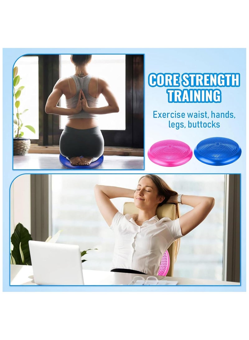 Soofam 2 Pcs Inflated Wobble Cushion，Inflated Air Stability Wobble Cushion with Hand Pump，Core Balance Disc for Adults Kids ，Sensory Wiggle Seat，Exercise Sensory Cushion for Home Yoga Traing - Image 5