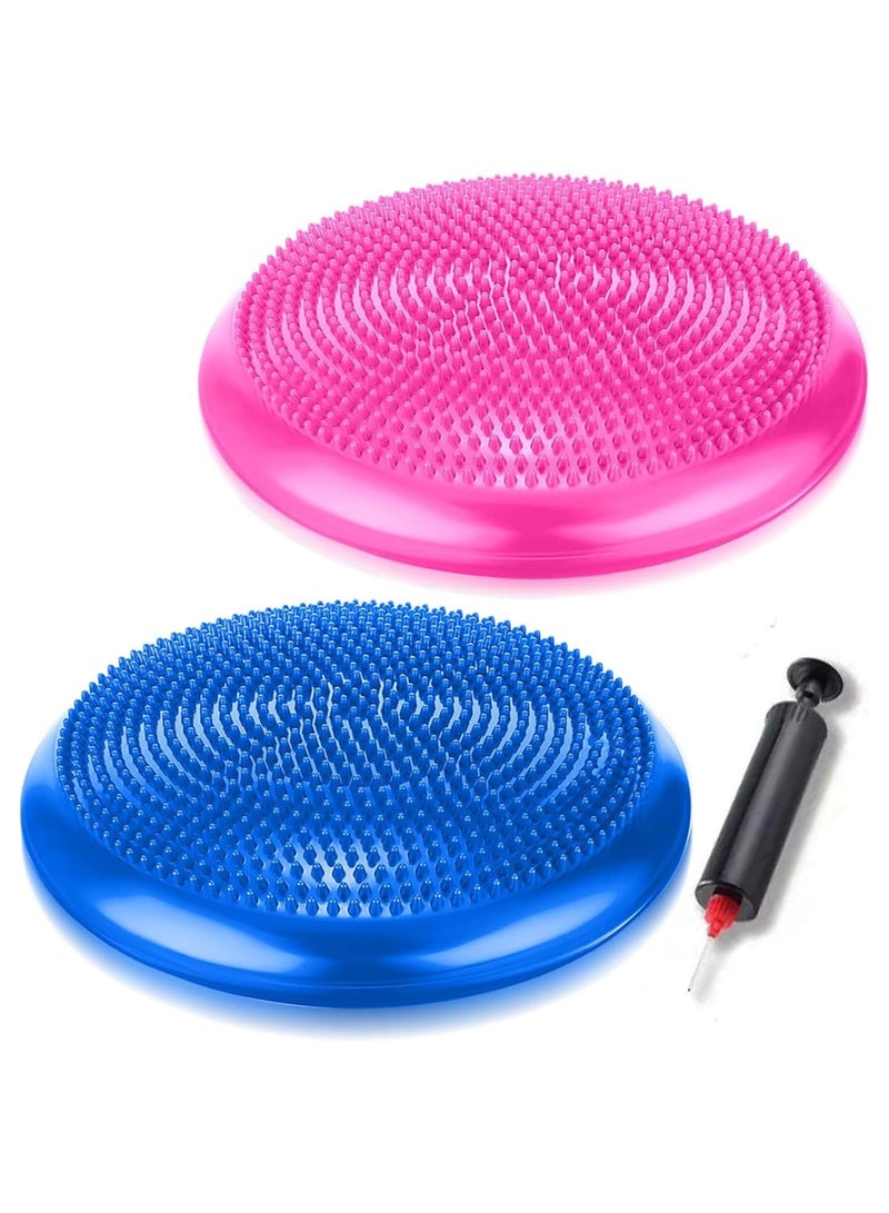 Soofam 2 Pcs Inflated Wobble Cushion，Inflated Air Stability Wobble Cushion with Hand Pump，Core Balance Disc for Adults Kids ，Sensory Wiggle Seat，Exercise Sensory Cushion for Home Yoga Traing - Image 1