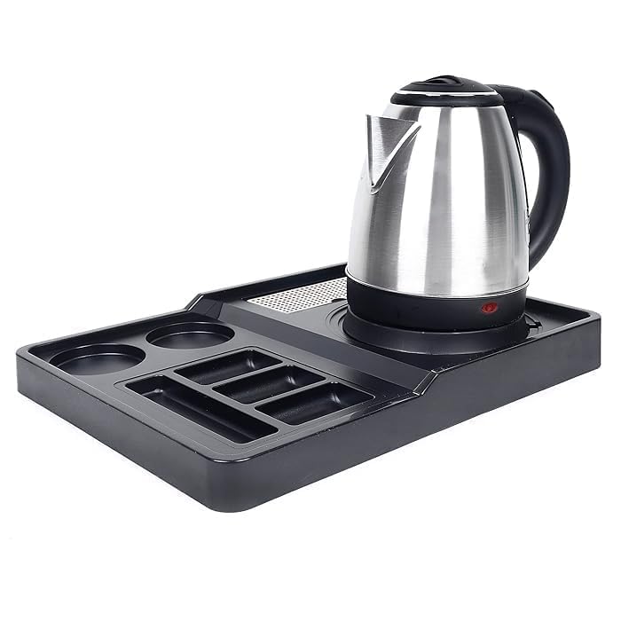 PAUL SONS Hospitality Kettle and Condiment Organizer Tray Made of ABS Plastic Square, Used for Hotels, Home use, or Office Black Size : (Pack of 1Pc) - Image 3