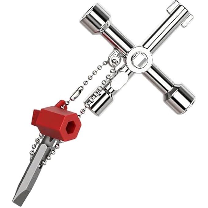 1 PIECE SQUARE KEY CONTROL CABINET KEY, SILVER HEATER BLEED KEY, ZINC ALLOY VALVE KEY 4 SIDED KEY FOR TAP WATER METER ELECTRICITY METER (A) - Image 1