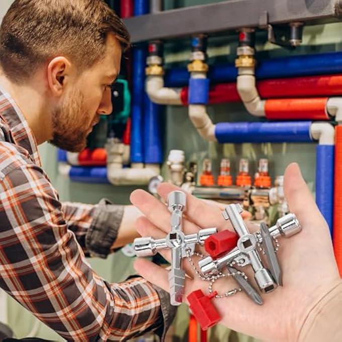 1 PIECE SQUARE KEY CONTROL CABINET KEY, SILVER HEATER BLEED KEY, ZINC ALLOY VALVE KEY 4 SIDED KEY FOR TAP WATER METER ELECTRICITY METER (A) - Image 3