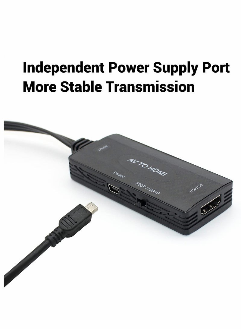 RCA to HDMI Converter, AV to HDMI Adapter, Support 1080P PAL/NTSC Composite Video Audio Converter for WII, WII U, PS One, PS2, PS3, STB, Xbox, VHS, VCR, Blu-Ray DVD - Image 5